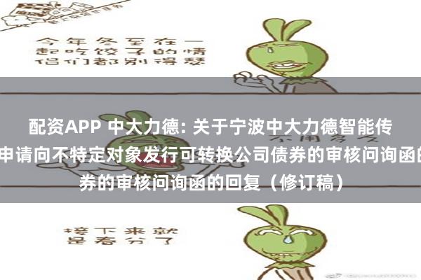 配资APP 中大力德: 关于宁波中大力德智能传动股份有限公司申请向不特定对象发行可转换公司债券的审核问询函的回复（修订稿）