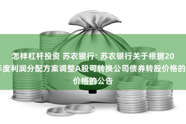 怎样杠杆投资 苏农银行: 苏农银行关于根据2023年度利润分配方案调整A股可转换公司债券转股价格的公告