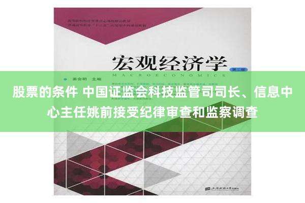 股票的条件 中国证监会科技监管司司长、信息中心主任姚前接受纪律审查和监察调查