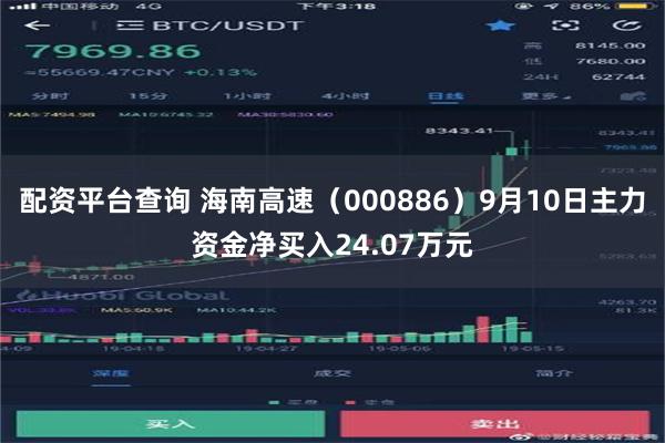 配资平台查询 海南高速（000886）9月10日主力资金净买入24.07万元