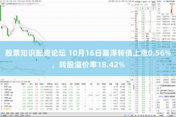 股票知识配资论坛 10月16日嘉泽转债上涨0.56%，转股溢价率18.42%